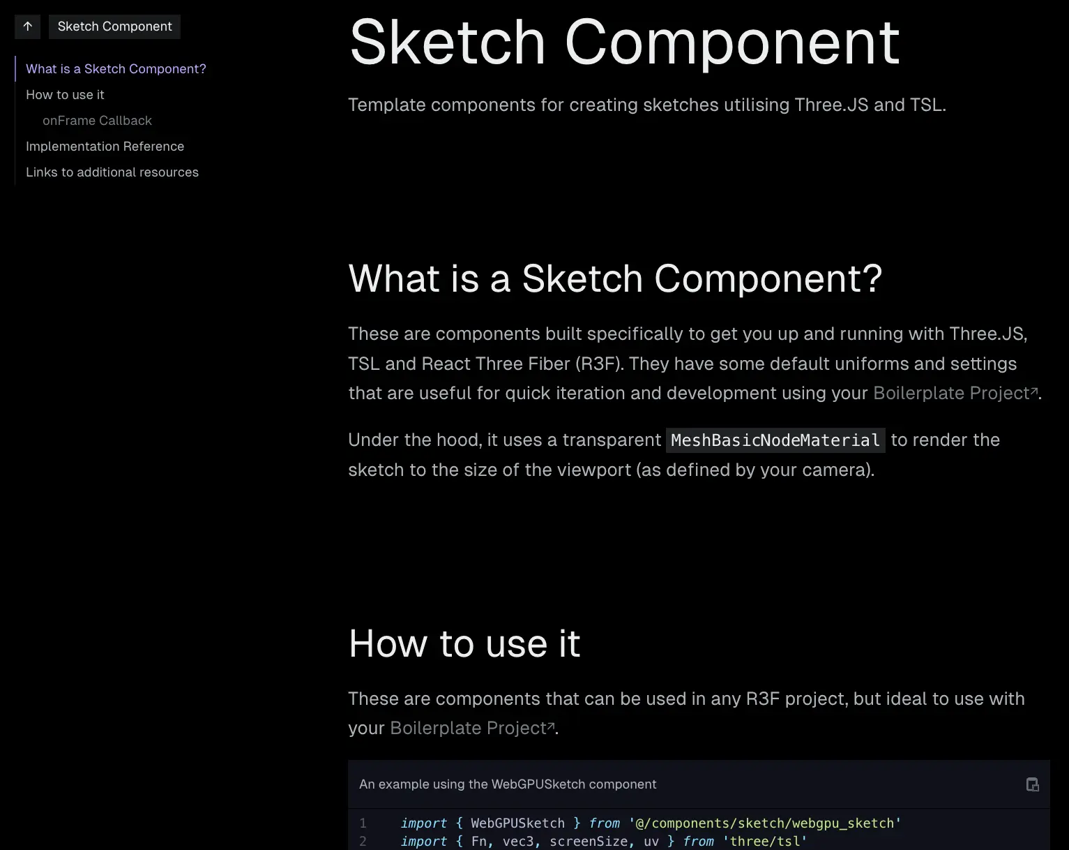 The sketch component